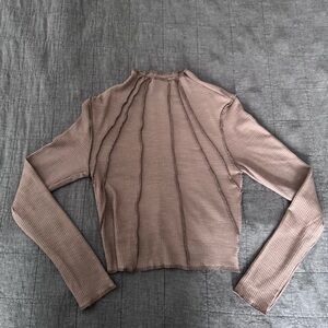 Ribbed Long Sleeve Top in Brown